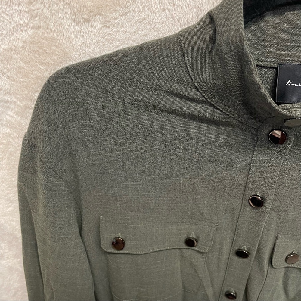 Line & Dot Poppy Mino Dress In Olive Long Sleeve Womens medium utility military - Picture 4 of 9